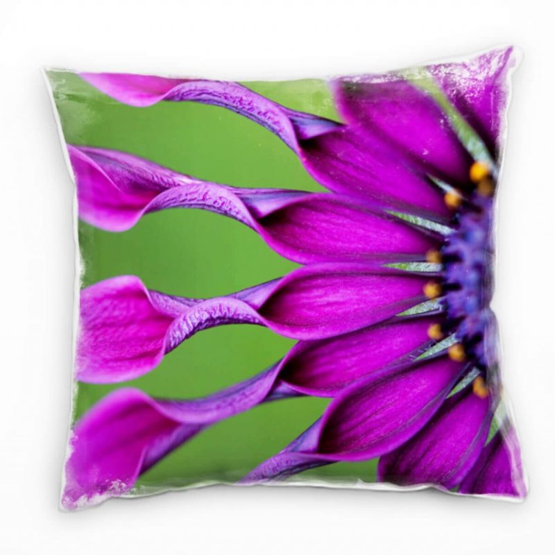 Macro, Blumen, lila, grün, Blütenblätter Deko Kissen 40x40cm für Couch Sofa Lounge Zierkissen