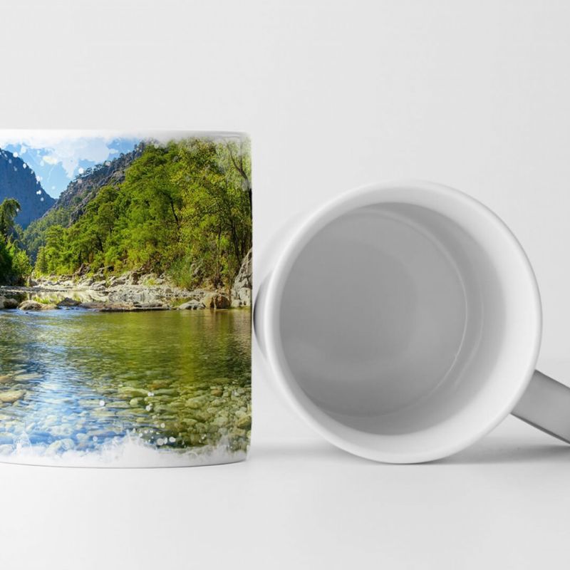 Tasse Geschenk Landschaftsfotografie – Flussbett im Sommer