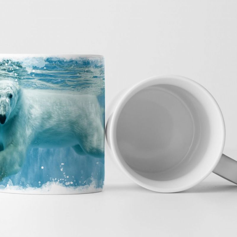 Tasse Geschenk Tierfotografie – Schwimmender Polarbär im Wasser