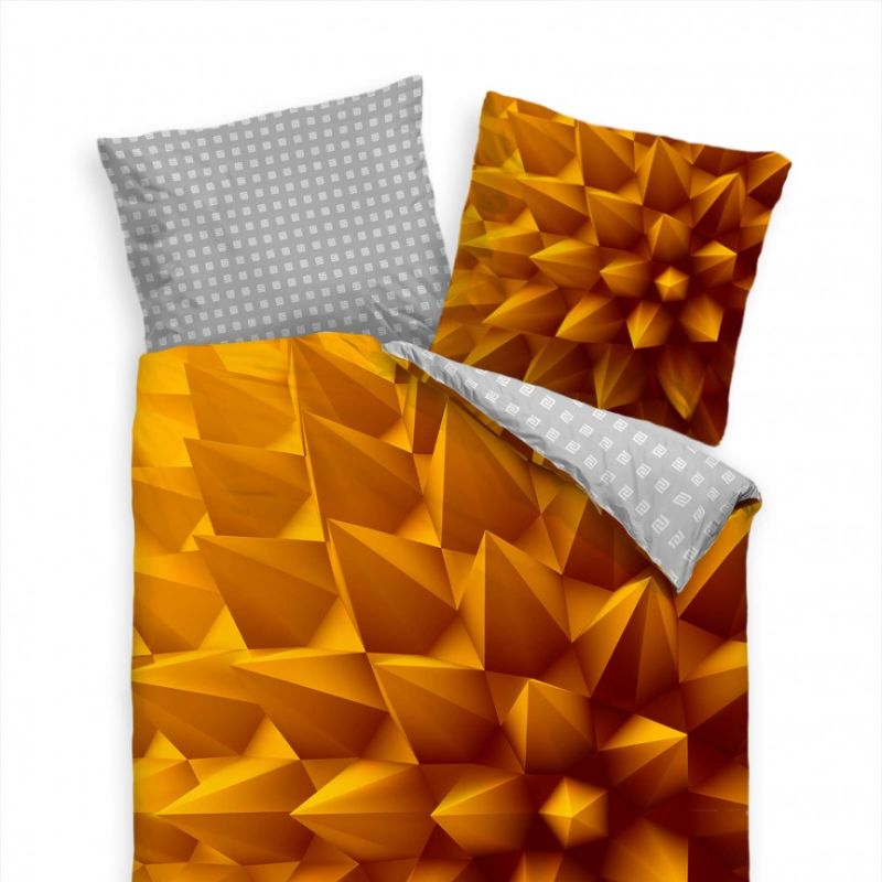 Abstrakt 3D Muster Spitzen Gelb Orange Bettwäsche Set 135×200 cm + 80x80cm  Atmungsaktiv