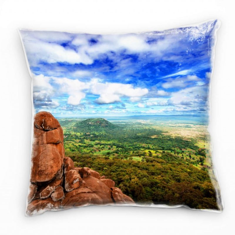 Landschaft, grün, braun, blau, unendliche Weite  Deko Kissen 40x40cm für Couch Sofa Lounge Zierkisse