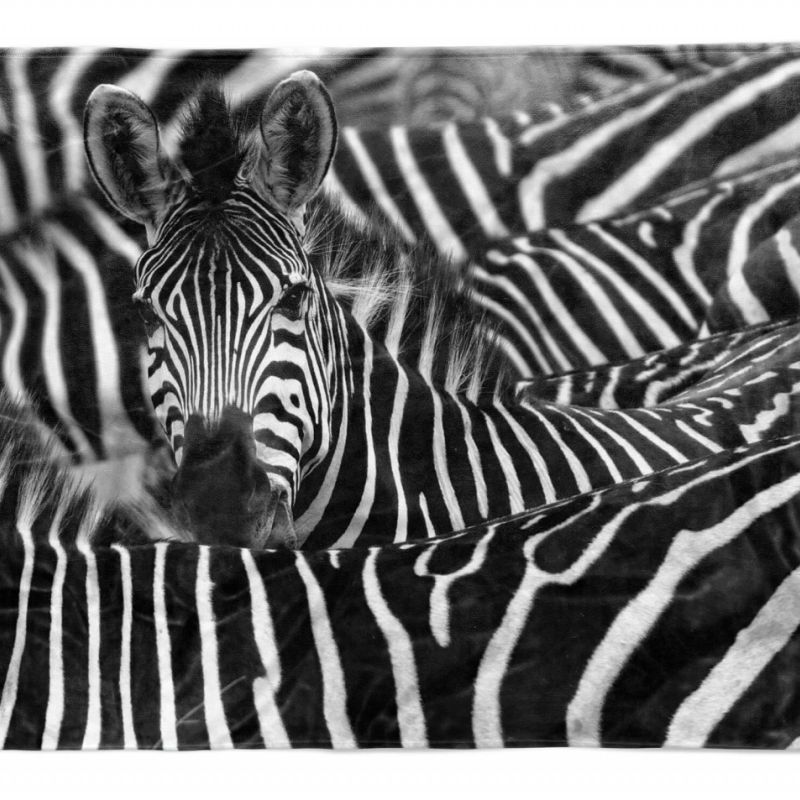 Handtuch Strandhandtuch Saunatuch Kuscheldecke  mit Tiermotiv Zebras Herde Schwa