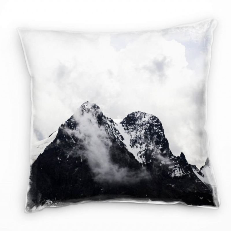 Landschaft, schneebedeckte Berge, grau Deko Kissen 40x40cm für Couch Sofa Lounge Zierkissen