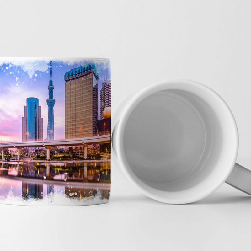 Tasse Geschenk Urbane Fotografie – Tokio beim Sumida Fluss bei Nacht