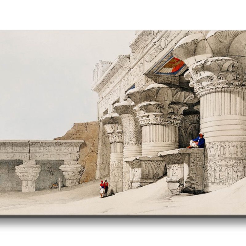 Remaster 120x60cm Ägypten schöne Illustration Tempel Kunstvoll Archäologie