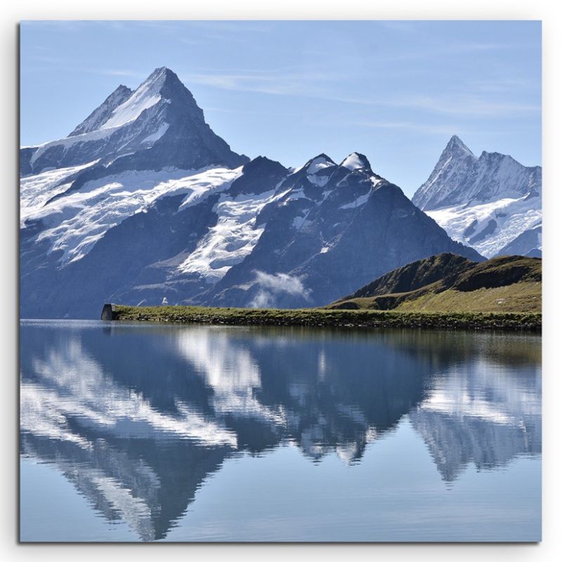 Landschaftsfotografie – See mit Gebirge, Schweiz auf Leinwand