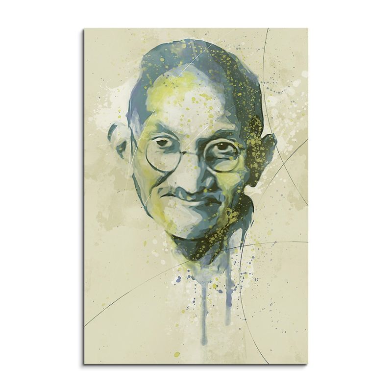 Gandhi Aqua 90x60cm Aqua Art Wandbild