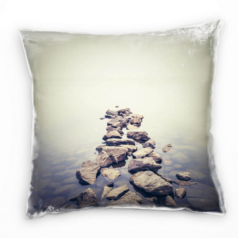 Meer, grau, braun, Steine im Wasser, Ukraine Deko Kissen 40x40cm für Couch Sofa Lounge Zierkissen