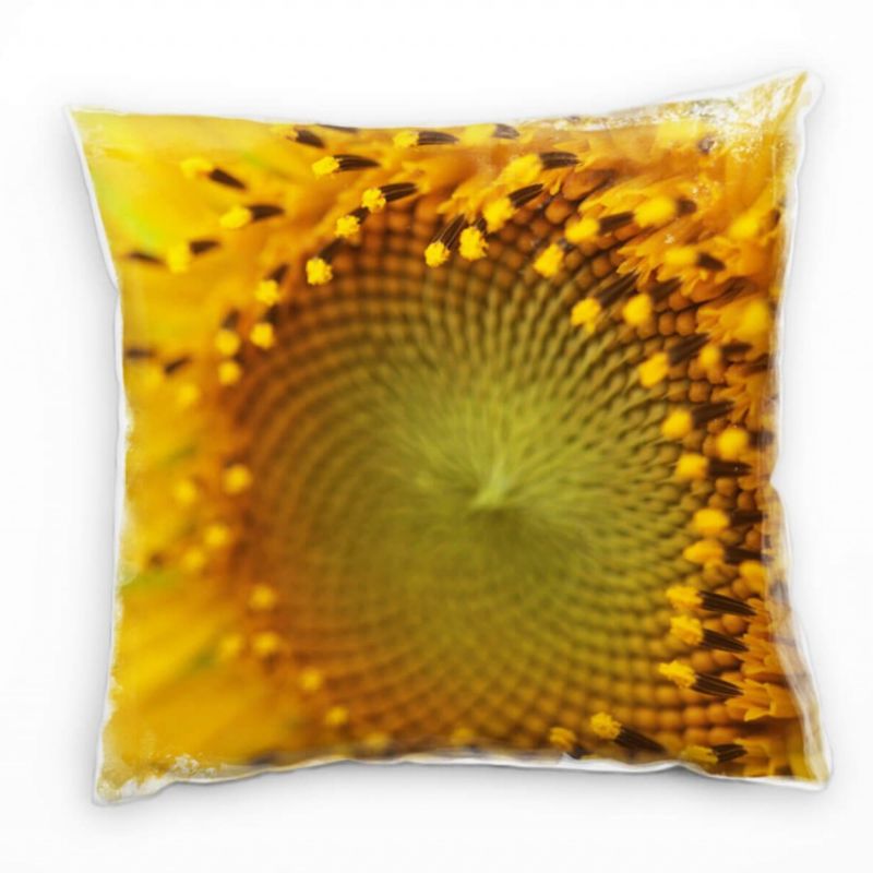 Macro, Blumen, Sonnenblume, gelb, orange Deko Kissen 40x40cm für Couch Sofa Lounge Zierkissen