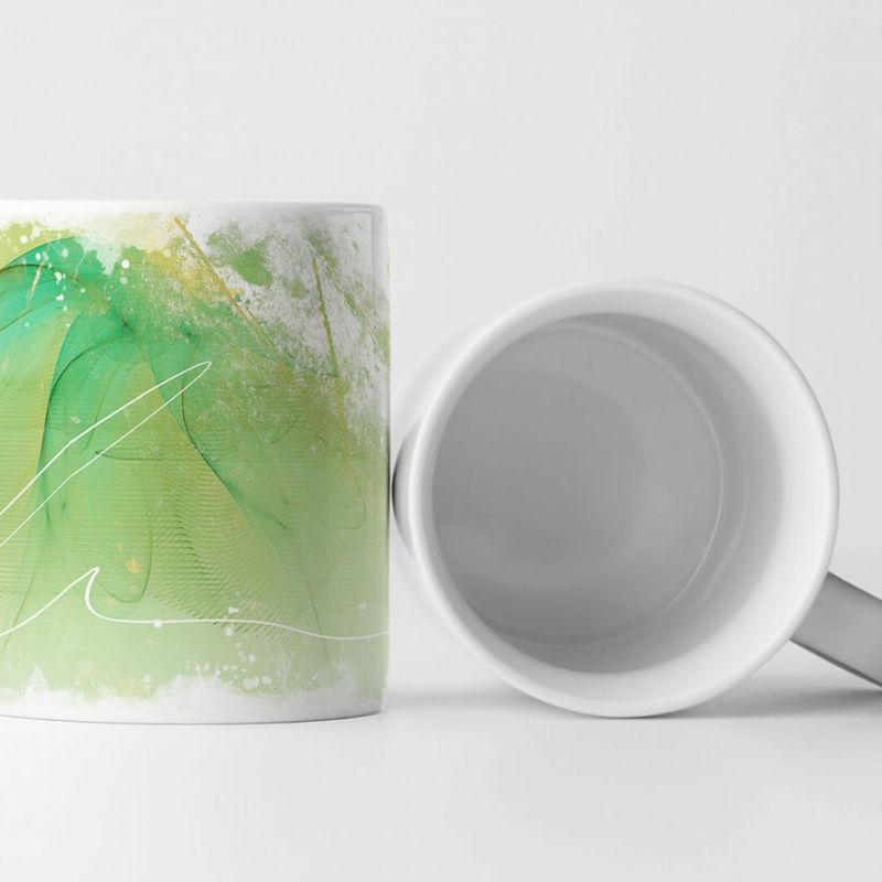 Tasse Geschenk helles Mintgrün und weiße Linien