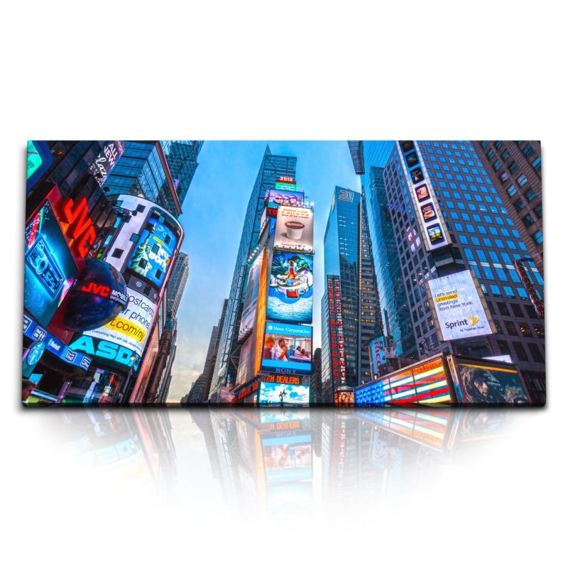 Kunstdruck Bilder 120x60cm New York Broadway Reklametafeln Stadt USA