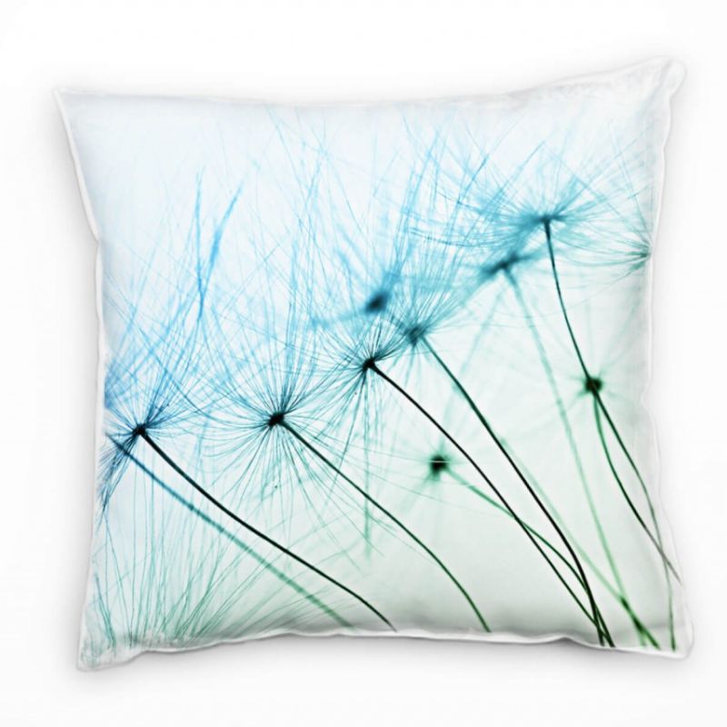 Macro, Blumen, blau, grün, Pusteblume Deko Kissen 40x40cm für Couch Sofa Lounge Zierkissen