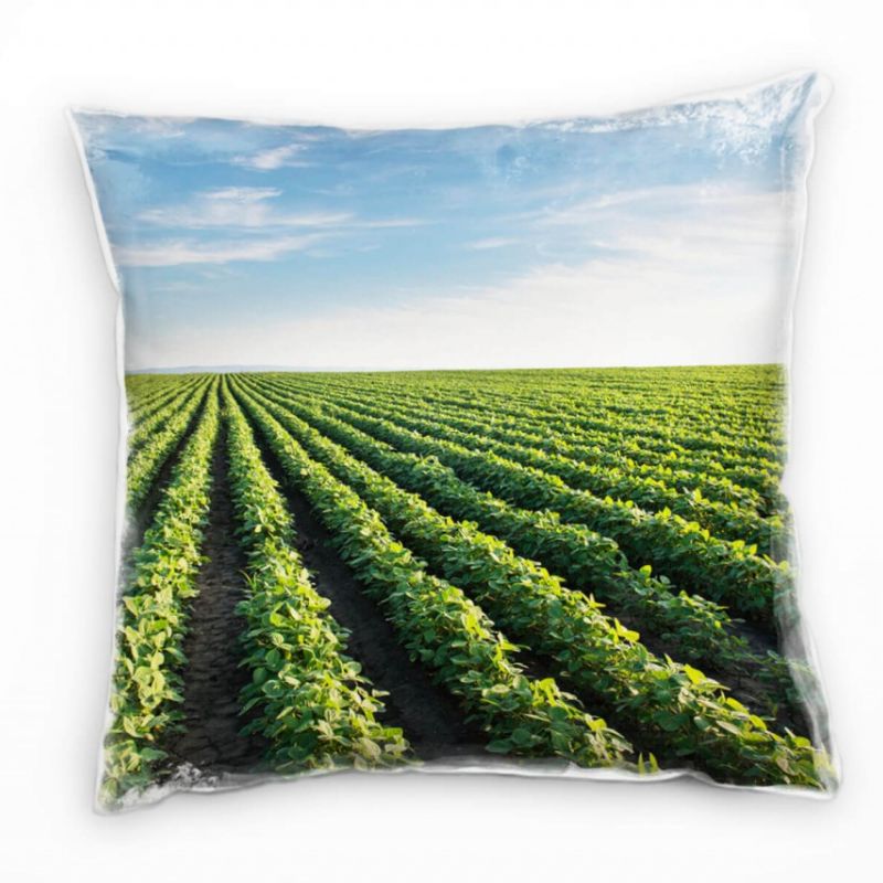 Landschaften, Feld, blauer Himmel, grün Deko Kissen 40x40cm für Couch Sofa Lounge Zierkissen