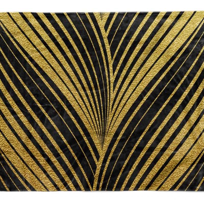 Handtuch Strandhandtuch Saunatuch Kuscheldecke mit Fotomotiv Gold Schwarz abstrakte Linie