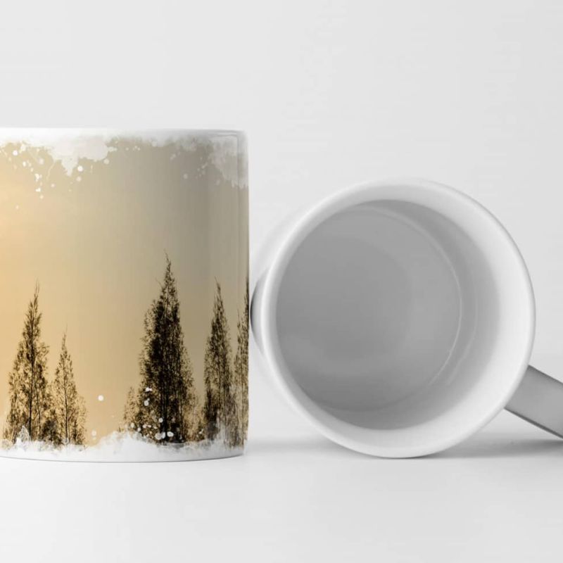 Tasse Geschenk Naturfotografie – Silhouette von Pinienbäumen