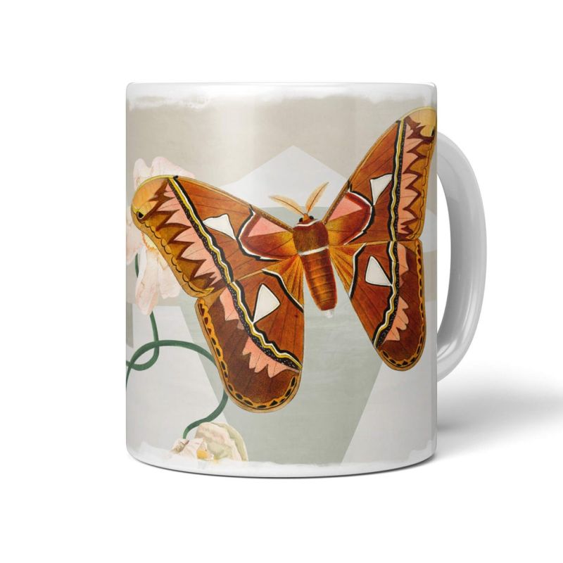 Dekorative Tasse mit schönem Motiv Schmetterling Blumen Blüten Vintage Muster Design