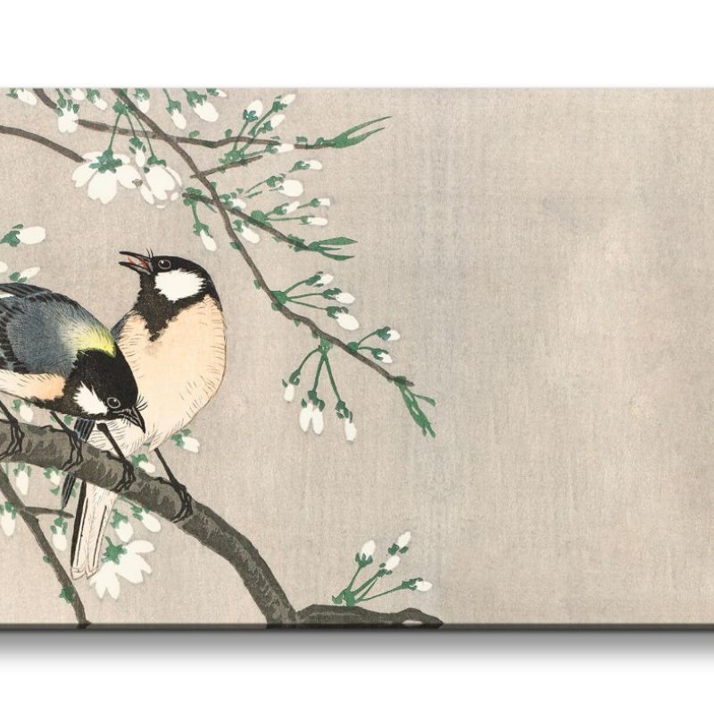 Remaster 120x60cm Ohara Koson traditionell japanische Kunst Singvögel im Baum Baumblüten