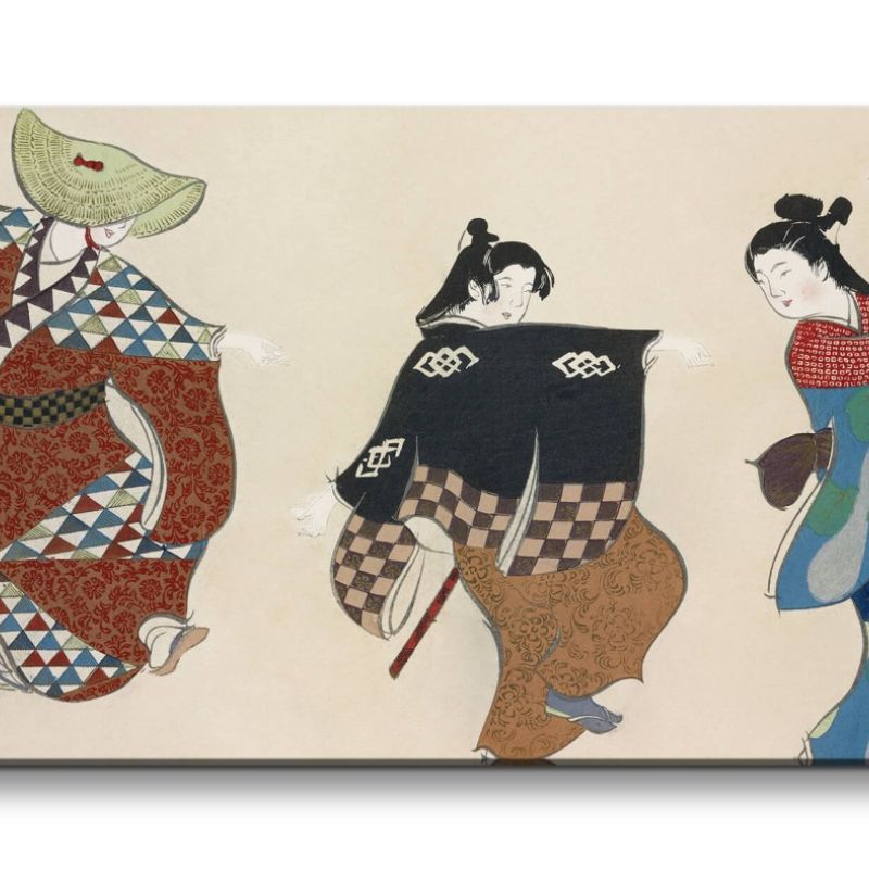 Remaster 120x60cm Kamisaka Sekka traditionelle japanische Kunst tanzende Damen