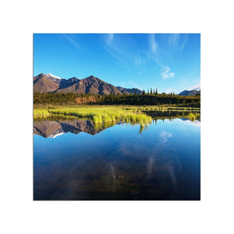 80x80cm Alaska See Berge Wiese Tundra