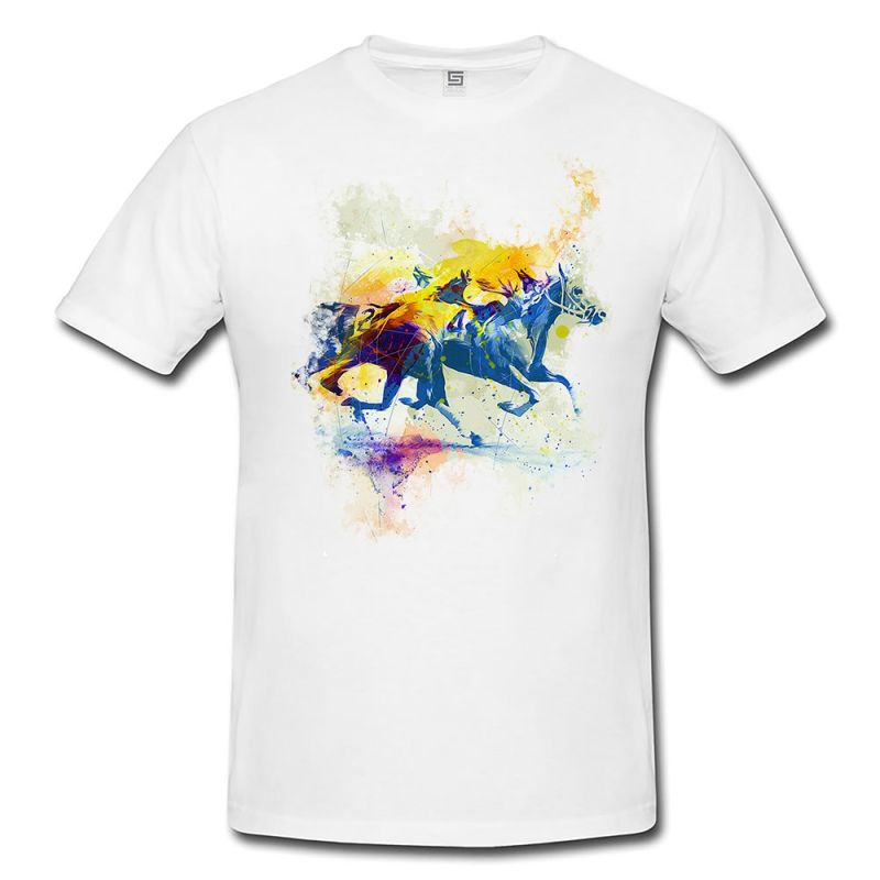 Pferderennen  Herren und Damen T-Shirt Sport Motiv aus Paul Sinus Aquarell