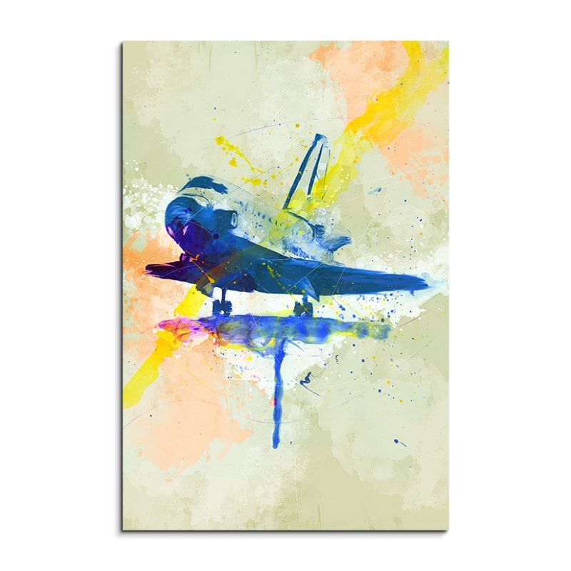 Space Shuttle 90x60cm Aquarell Art Leinwandbild