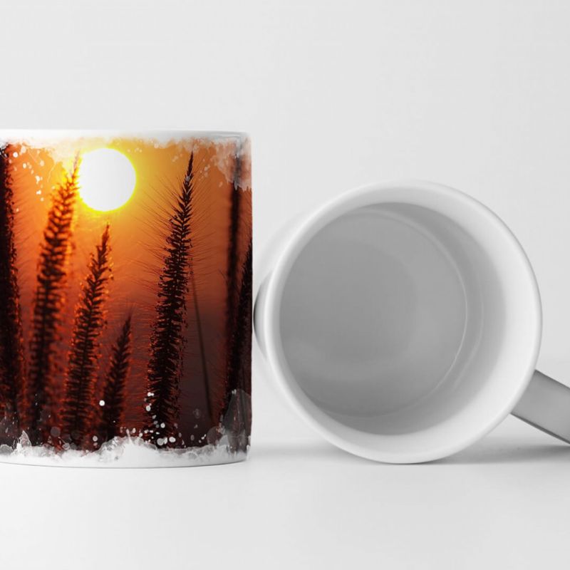 Tasse Geschenk Naturfotografie – Grashalme bei Sonnenaufgang