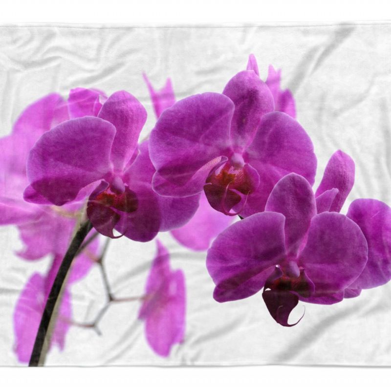 Handtuch Strandhandtuch Saunatuch Kuscheldecke  mit Fotomotiv Orchidee Blume Blü