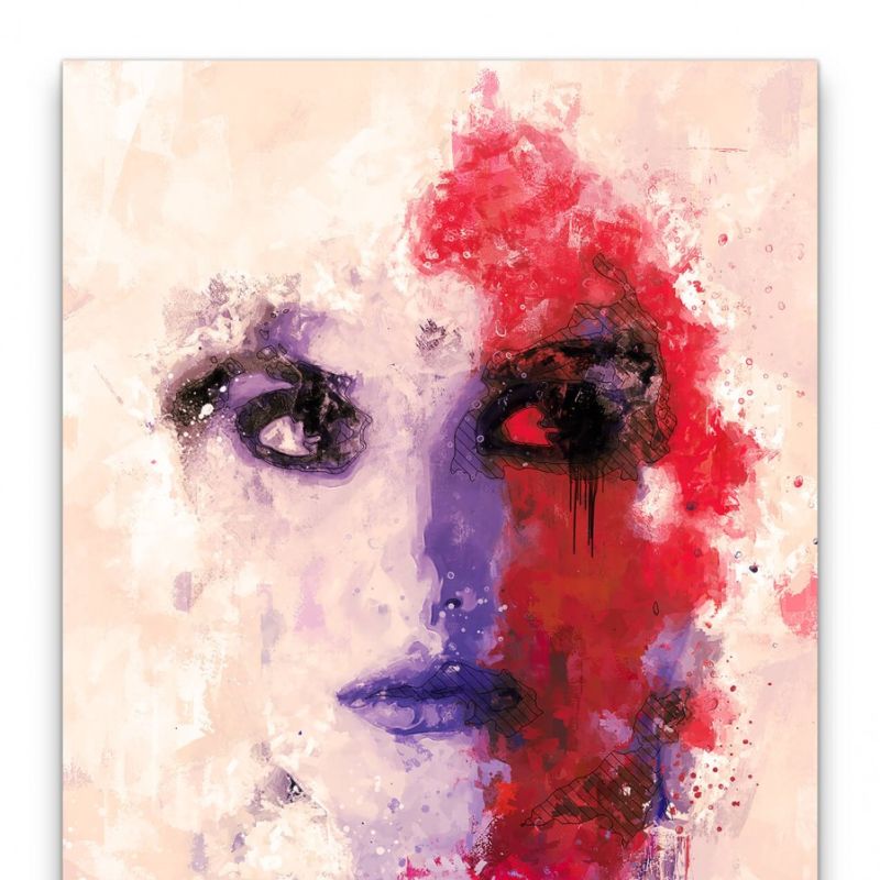 Penélope Cruz Porträt Abstrakt Kunst Schauspielerin rote Farbe 60x90cm Leinwandbild