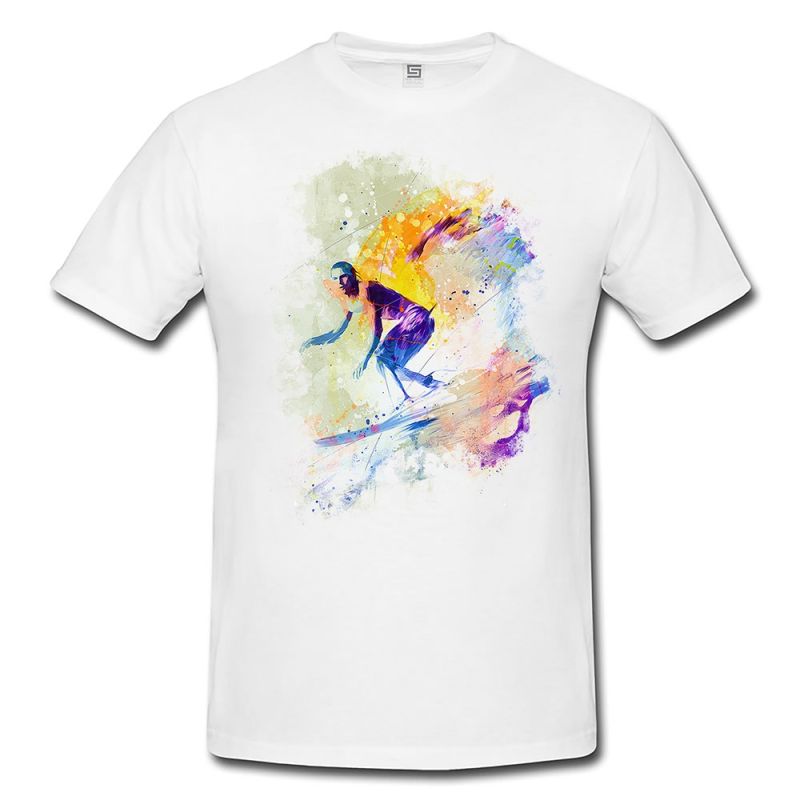 Surfer  Herren und Damen T-Shirt Sport Motiv aus Paul Sinus Aquarell