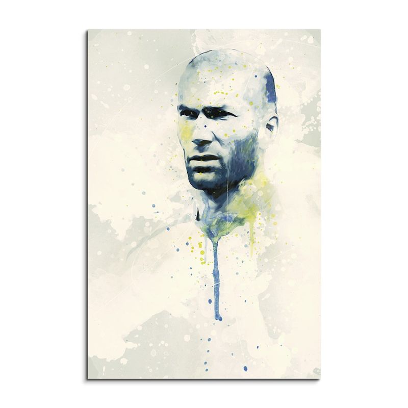 Zinedine Zidane I Splash 90x60cm Kunstbild als Aquarell auf Leinwand