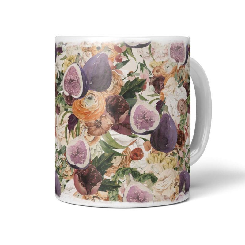 Dekorative Tasse mit schönem Motiv Blumen Blumenmuster exotische Früchte einzigartiges Design