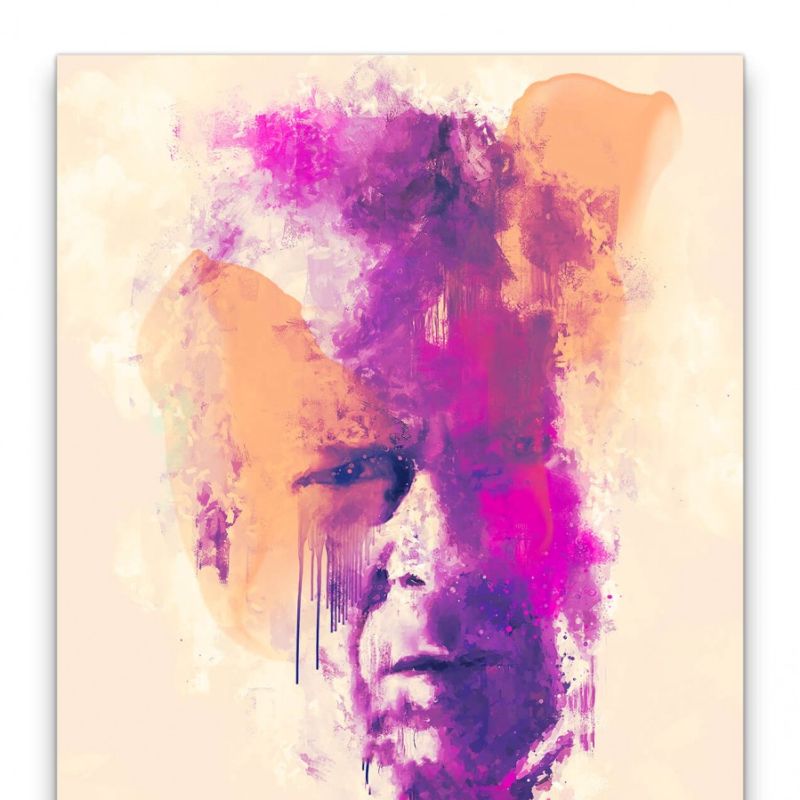 Bruce Willis Porträt Abstrakt Kunst Actionheld Farbenfroh 60x90cm Leinwandbild