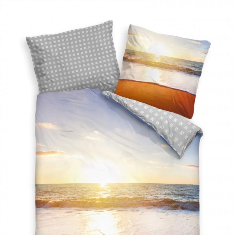 Strand Sonne Meer Sonnenaufgang Bettwäsche Set 135×200 cm + 80x80cm  Atmungsaktiv