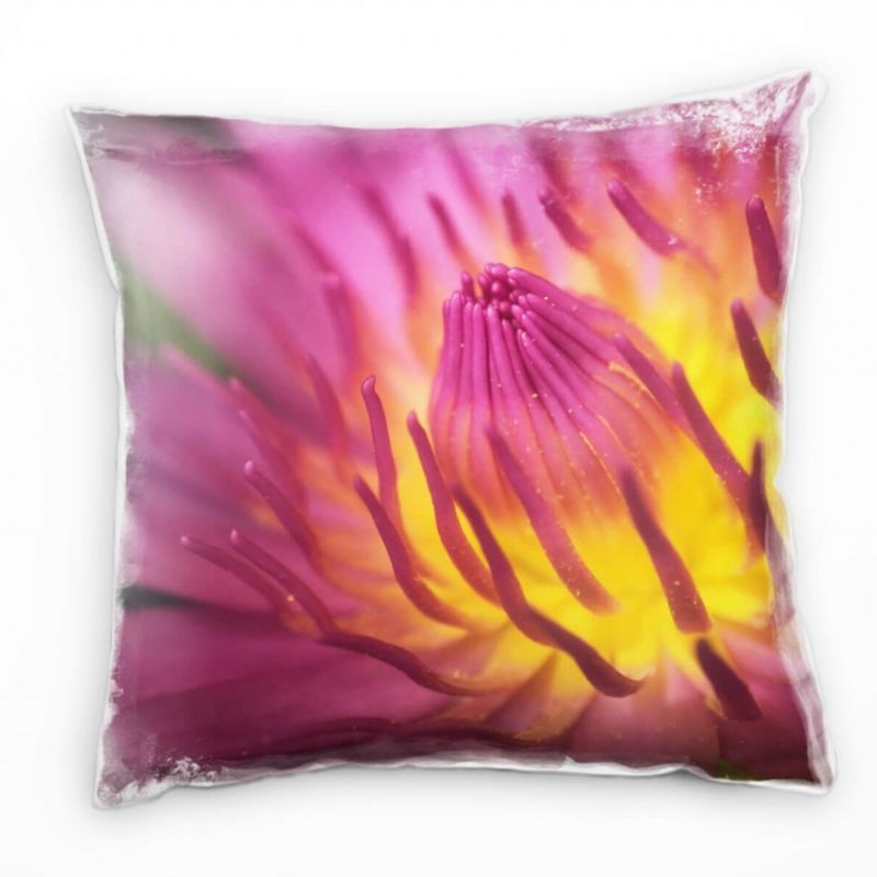 Macro, Blumen, pink, gelb Deko Kissen 40x40cm für Couch Sofa Lounge Zierkissen