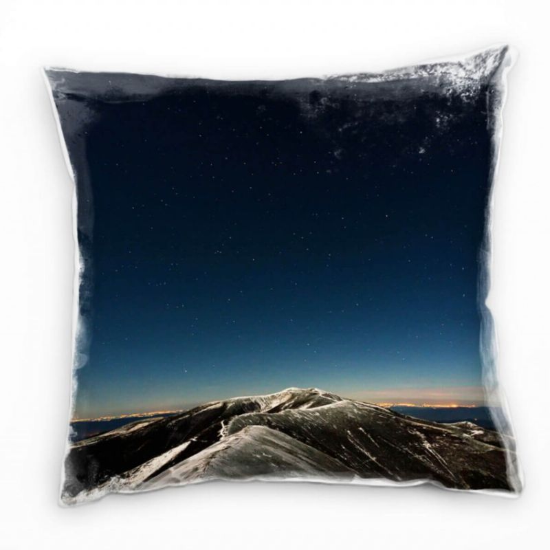 Landschaft, blau, Nacht, Sterne, Berge Deko Kissen 40x40cm für Couch Sofa Lounge Zierkissen