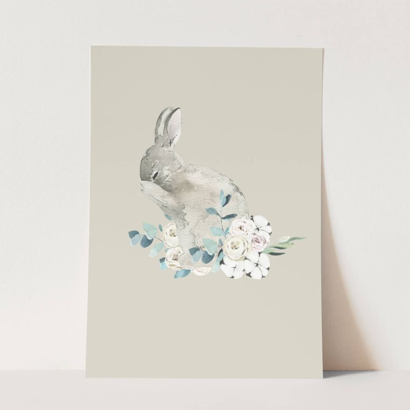 Wandbild Tier Motiv süßer kleiner Hase Flauschig Lieblich Wasserfarben