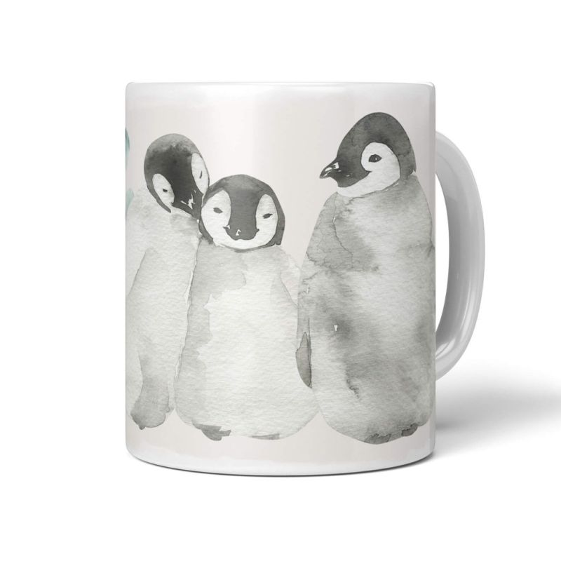 Tasse Porzellan Tier Motiv kleine süße Pinguine kuschelig Lieblich Herzig Flauschig