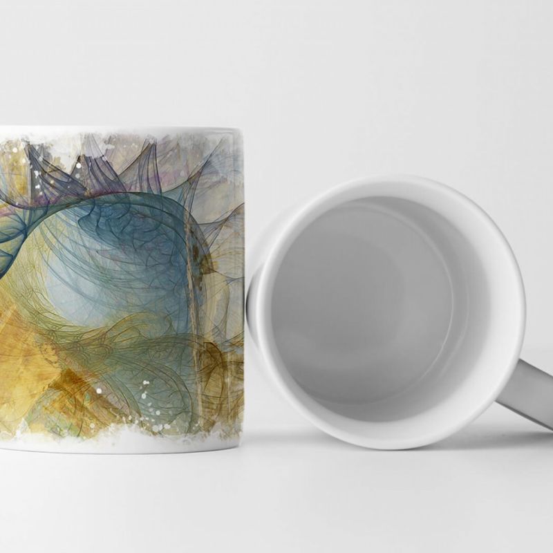 Tasse Geschenk Grünblau + ocker + grau