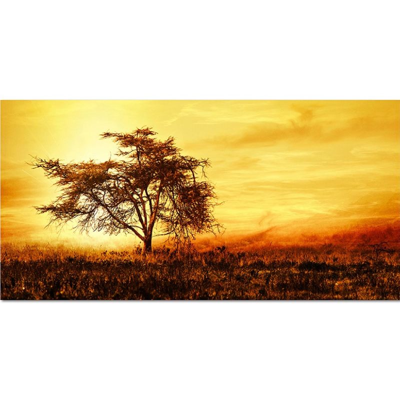 Afrika Baum Landschaft Leinwandbild 120x60cm für Ihre Wand – atemberaubend