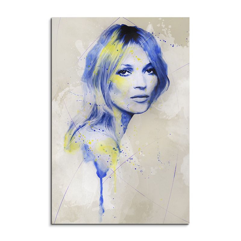 Kate Moss Splash 90x60cm Kunstbild als Aquarell auf Leinwand