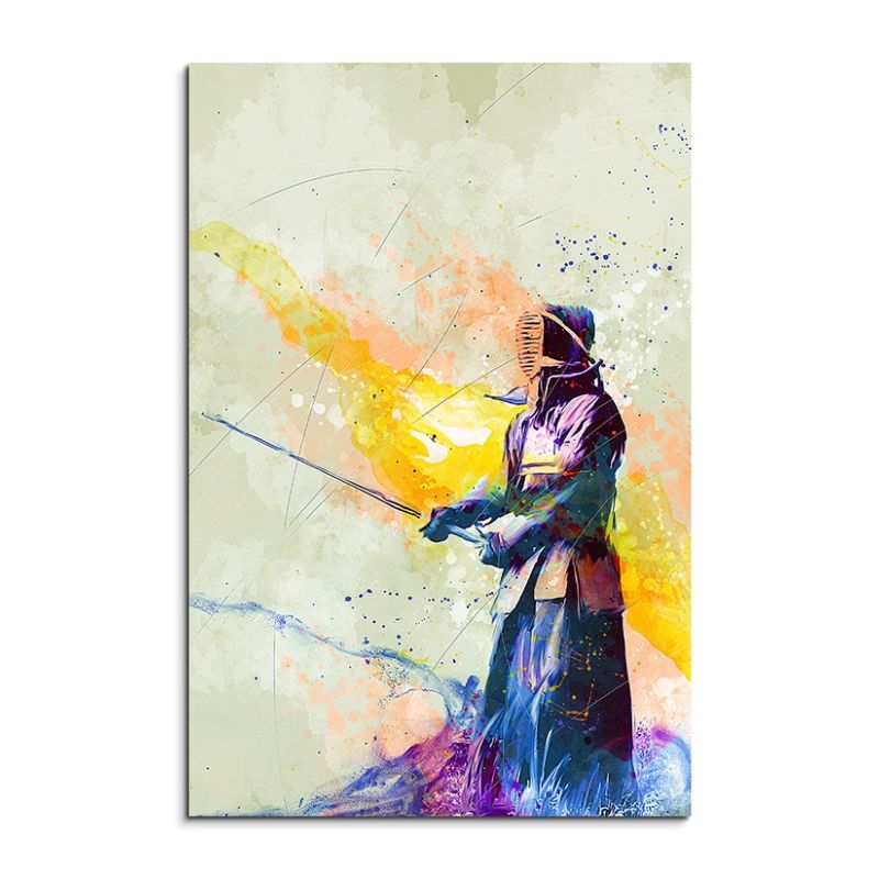 Kendo IV 90x60cm Aquarell Art Leinwandbild