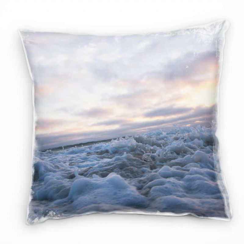 Winter, Meer, Eis, Schnee grau, gelb Deko Kissen 40x40cm für Couch Sofa Lounge Zierkissen