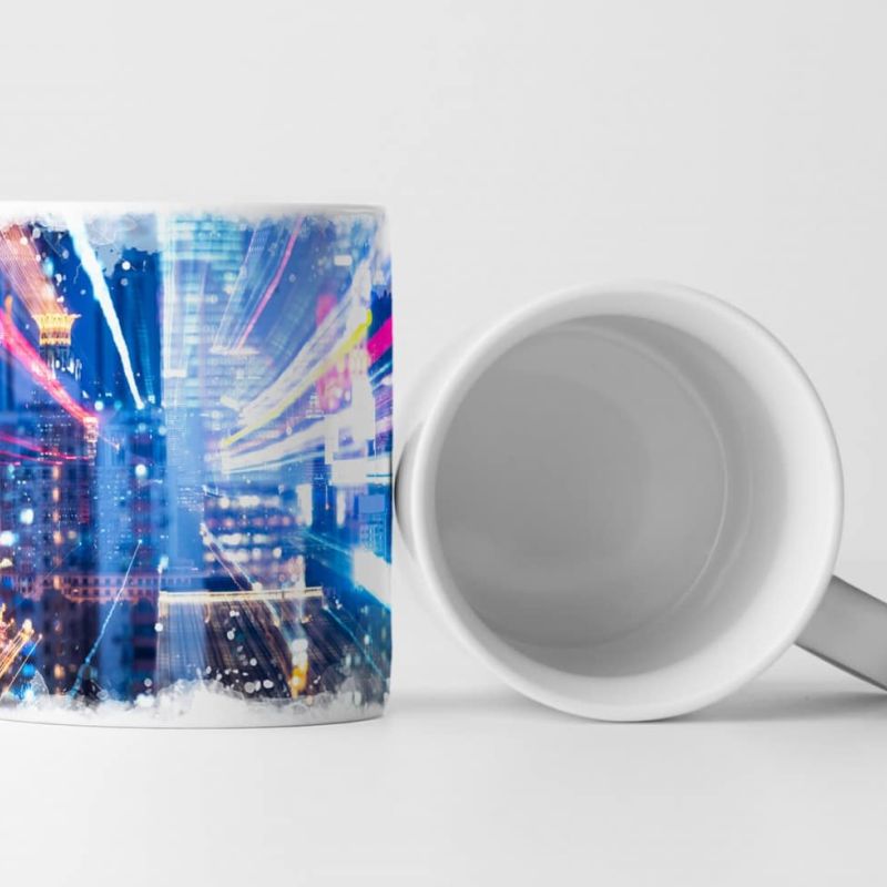 Tasse Geschenk Fotografie – Stadt mit Lichtspuren