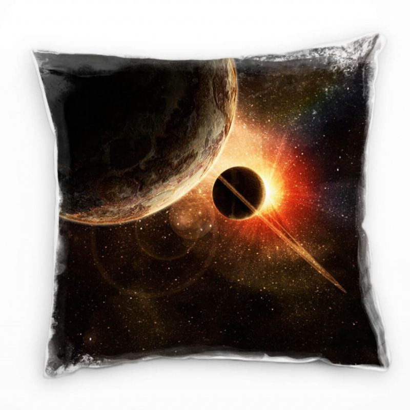 Natur, schwarz, rot, Universum Deko Kissen 40x40cm für Couch Sofa Lounge Zierkissen