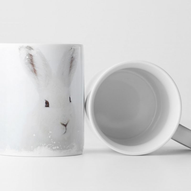 Tasse Geschenk Tierfotografie – Süßer Schneehase im Schnee