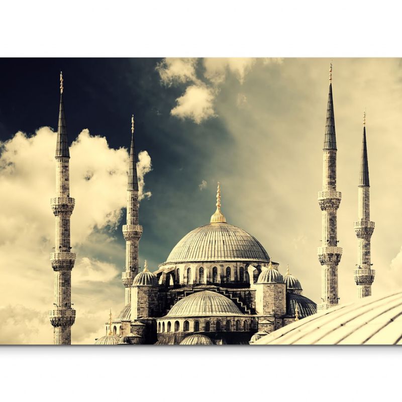 120x80cm Wandbild Istanbul Blau Moschee Wolken