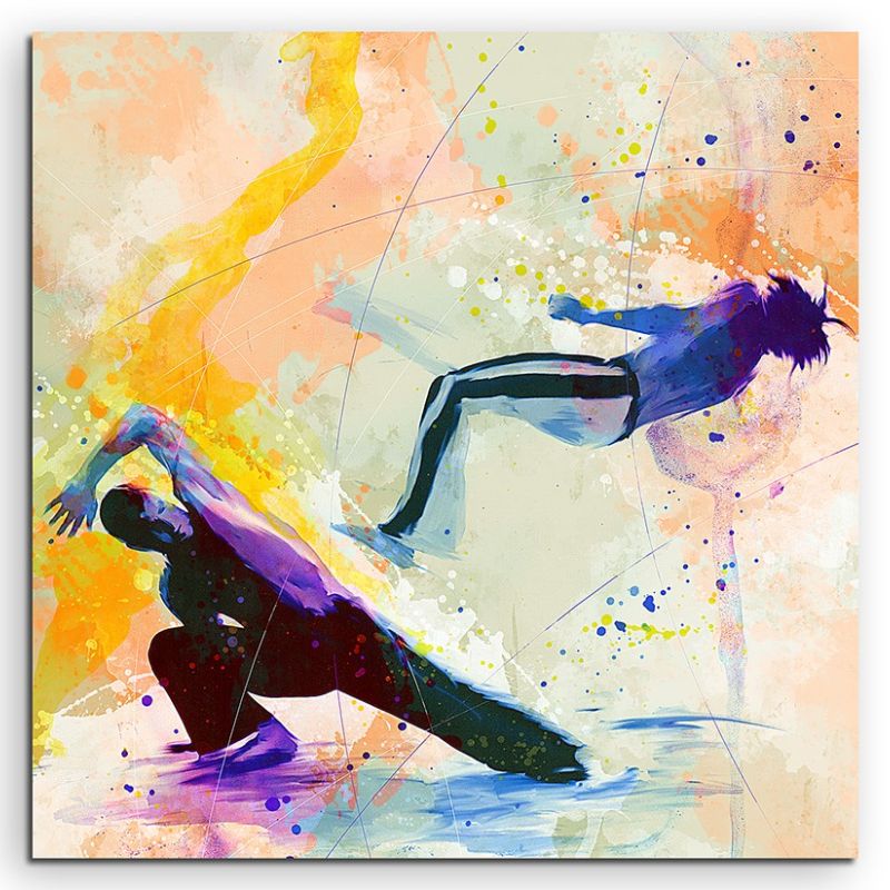 Capoeira I 60x60cm Aquarell Art Leinwandbild