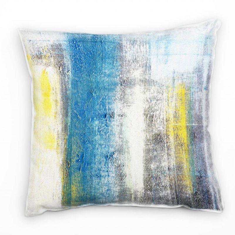 Abstrakt, bunte Farben, blau, gelb, grau, weiß, schwarz Deko Kissen 40x40cm für Couch Sofa Lounge Zi