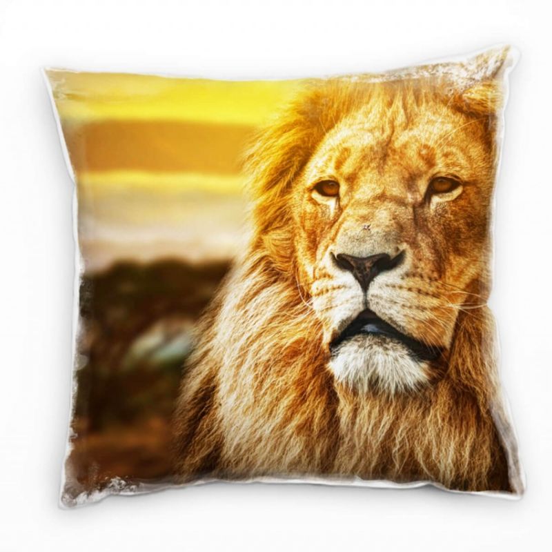 Tiere, braun, Löwe, Portrait, Afrika Deko Kissen 40x40cm für Couch Sofa Lounge Zierkissen