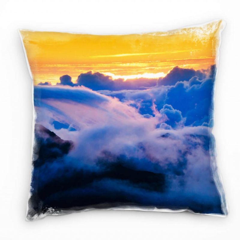 Natur, Sonnenaufgang, Wolken, orange, blau Deko Kissen 40x40cm für Couch Sofa Lounge Zierkissen